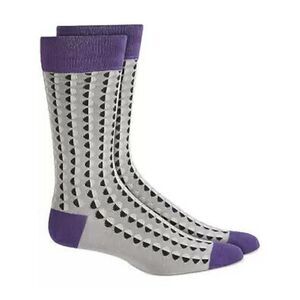 ALFANI Mens Gray Rayon Printed Moisture Wicking Seamless Casual Crew Socks 10-13